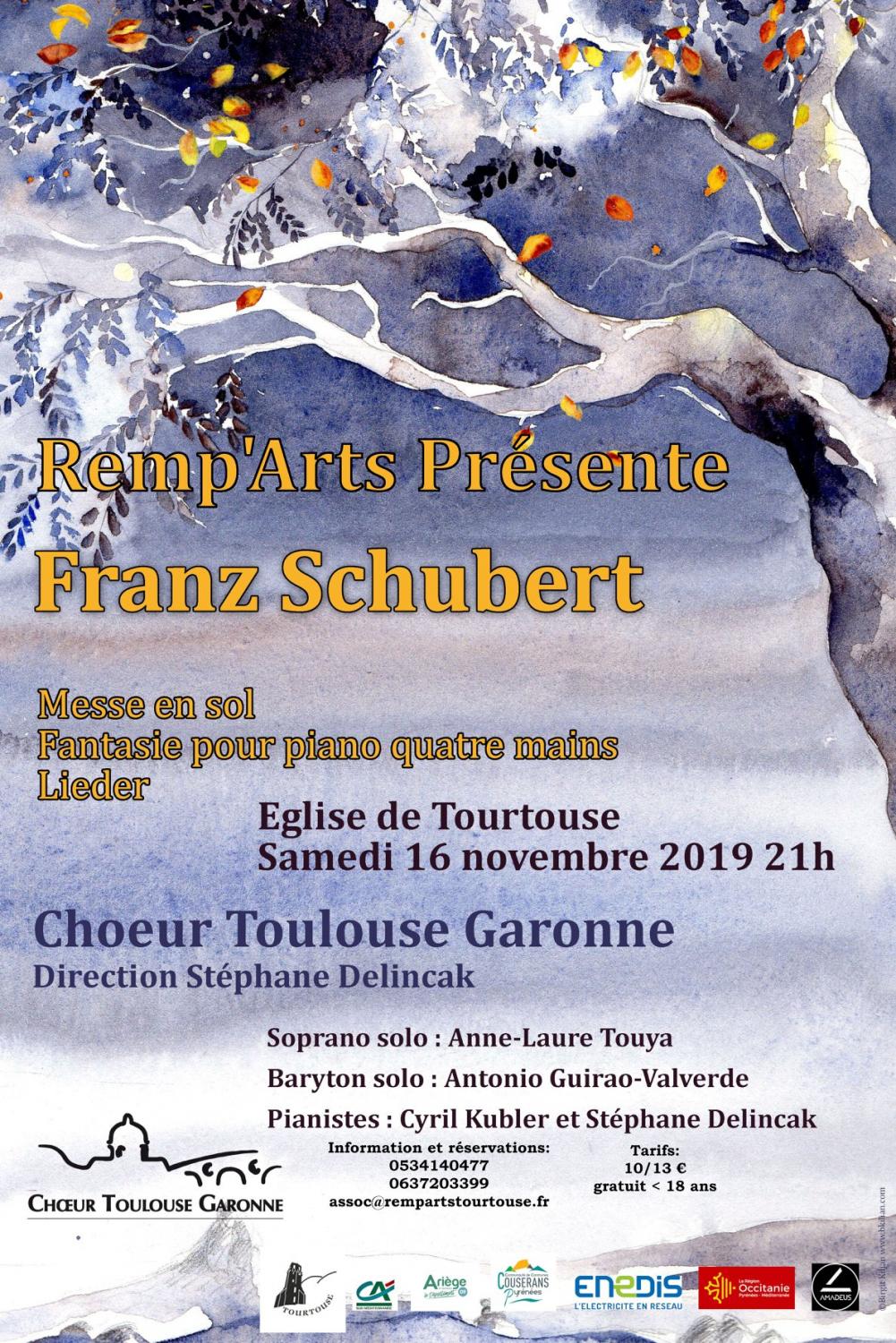 Affiche concert Remp'Arts présente Frans Schubert à Tourtouse, Ariège